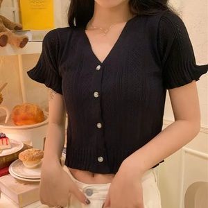 YesStyle pointelle knit crop top